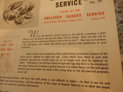 KITCHENALIA  1948 BAKERS BAKING  RECIPE SHEET BAKE OFF INTEREST PUFF PASTRY  