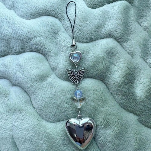 Convenient Heart Pendant Keyring Stylish Phone Charm Lanyard Beaded Bag Ornament - Zdjęcie 3 z 8