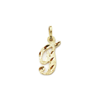 14K Yellow Gold Script Initial Letter T Necklace Charm Pendant