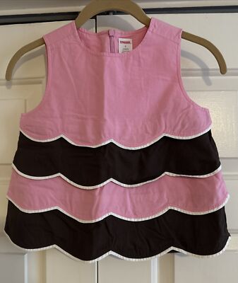 NEW NWT Girls Gymboree Tea for Two Pink Brown Scalloped Tiered Tank Top 6