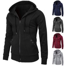 Mens Athletic Warm Fleece Zip Up Hooded Sweater Jacket Hoodie Sweatshirts Coat
