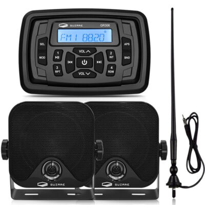 Bluetooth Wasserdicht Stereo Bootsempfänger + 4-Zoll-Lautsprecher + Antenne