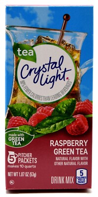 4 10-Quart Boxes Crystal Light Raspberry Green Tea Drink Mix