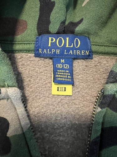 Polo Ralph Lauren Green Camo Full Zip Hoodie Jacket Youth Size M 10/12 - Picture 7 of 12