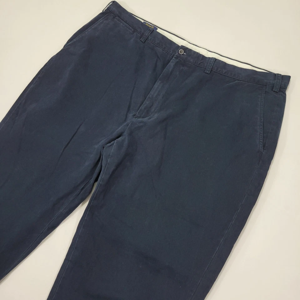 Polo Ralph Lauren Men's Chino Pants Navy Blue Flat Front Twill Cotton Sz 44B-30 - Image 4 of 4