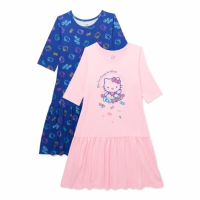 Hello Kitty Girls Short Sleeve Play Dress 2 Pack-XS (4-5)-NWT