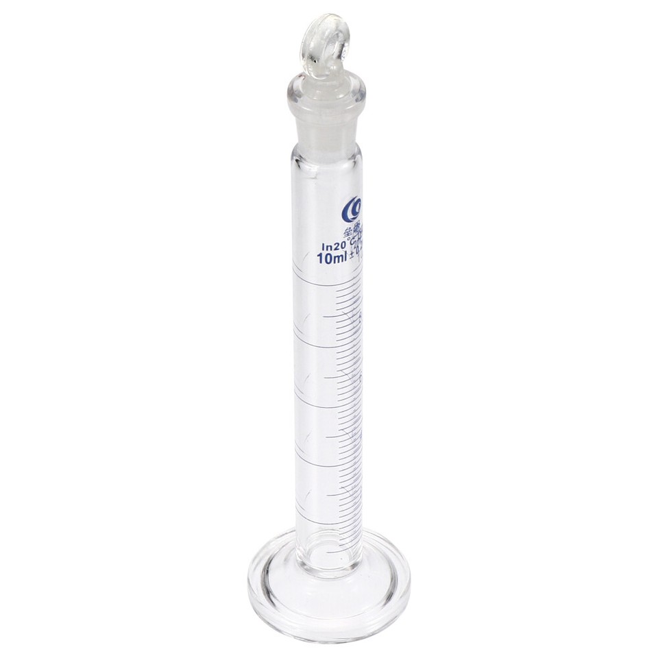 White Glass Graduated Cylinder Laboratory Stoppered Measuring