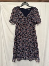 Madewell Orchard Flutter-Sleeve Dress Floral Mix Navy Blue Pink Size 0 Boho