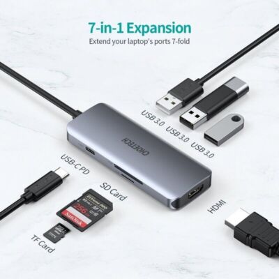 Choetech HUB-M19 USB-C 7 in 1 Multifunction Adapter USB C Laptop Expansion Hub 
