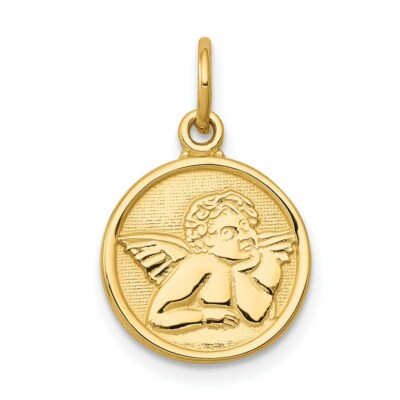 Echt 14kt Gelbgold poliert Engel Charm