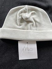 Mio Peru NWT Taupe 100 Pima Cotton Velour Crochet Edged Beanie-3-6 Mos