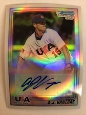 2010 BOWMAN CHROME A.J. VANEGAS 18U USA BASEBALL AUTOGRAPH GOLD REFRACTOR ROOKIE