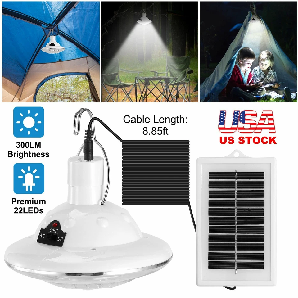 Solar Camping Light w/ Remote, Rechargeable Hanging Light Portable LED for Home