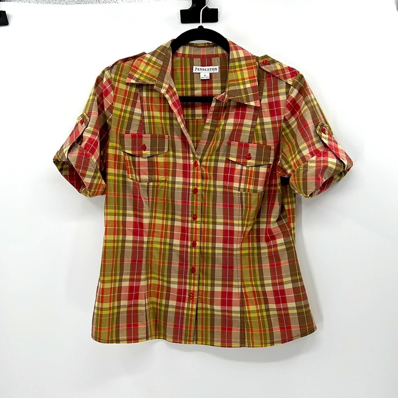 Pendleton Plaid Short Sleeve Button Down Shirt - … - image 1