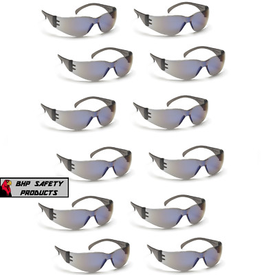 PYRAMEX INTRUDER SAFETY GLASSES BLUE MIRROR LENS SUNGLASSES S4175S Z87+ (12 PR)