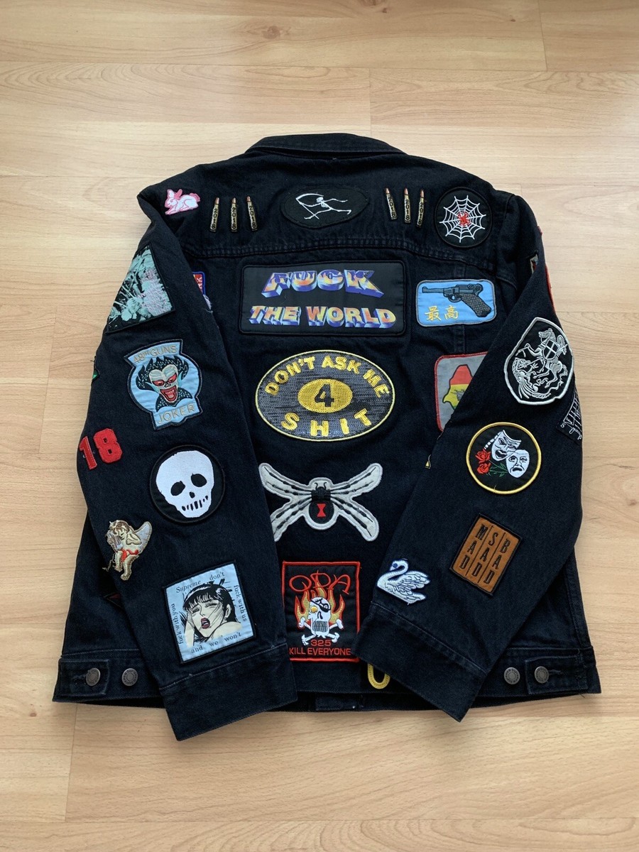 Supreme Patched Denim Trucker Jacket Black Size Extra Large Supreme Patched Denim Trucker Jacket Black Size Extra Large