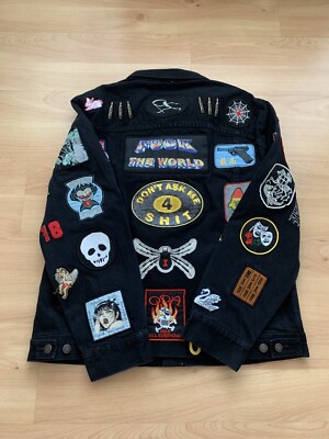 Supreme Patched Denim Trucker Jacket Black Size Extra Large Supreme Patched Denim Trucker Jacket Black Size Extra Large