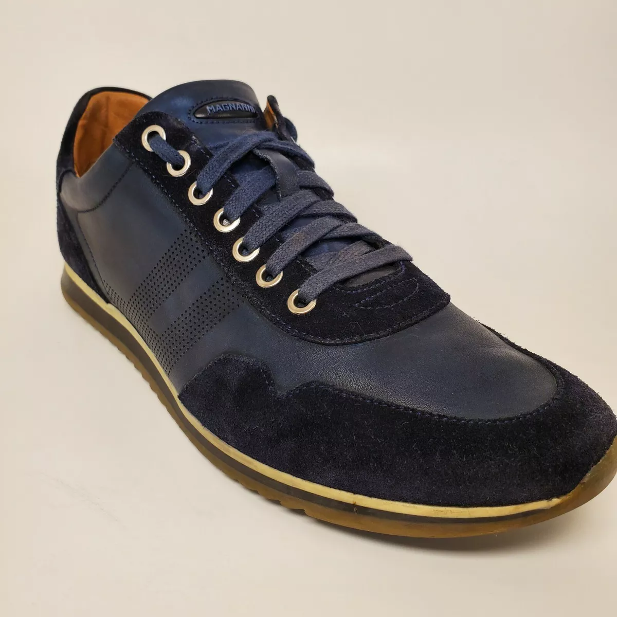 Magnanni Pola Mens Size 7.5 Suede Leather Lace Up Fashion Sneakers