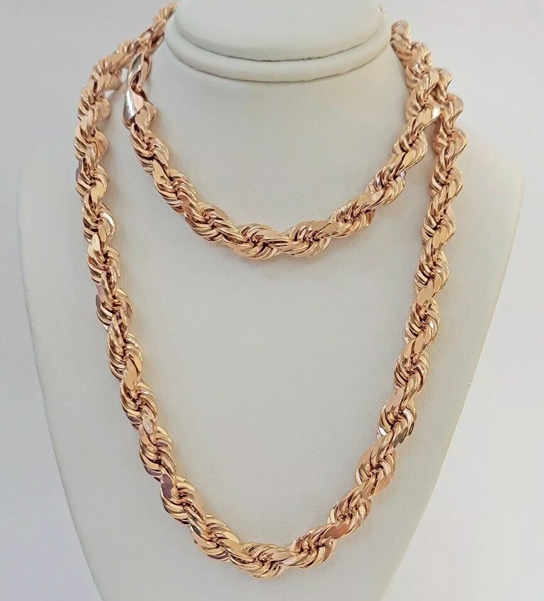 Buy 14k Rose Gold Solid Diamond Cut Rope Chain 18-26 Inches 4mm