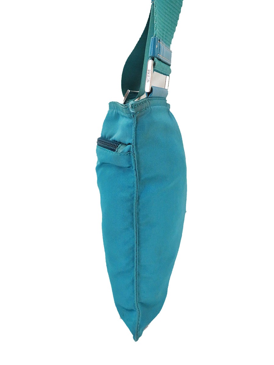 Authentic PRADA Turquoise Nylon Small Shoulder Crossbody Bag