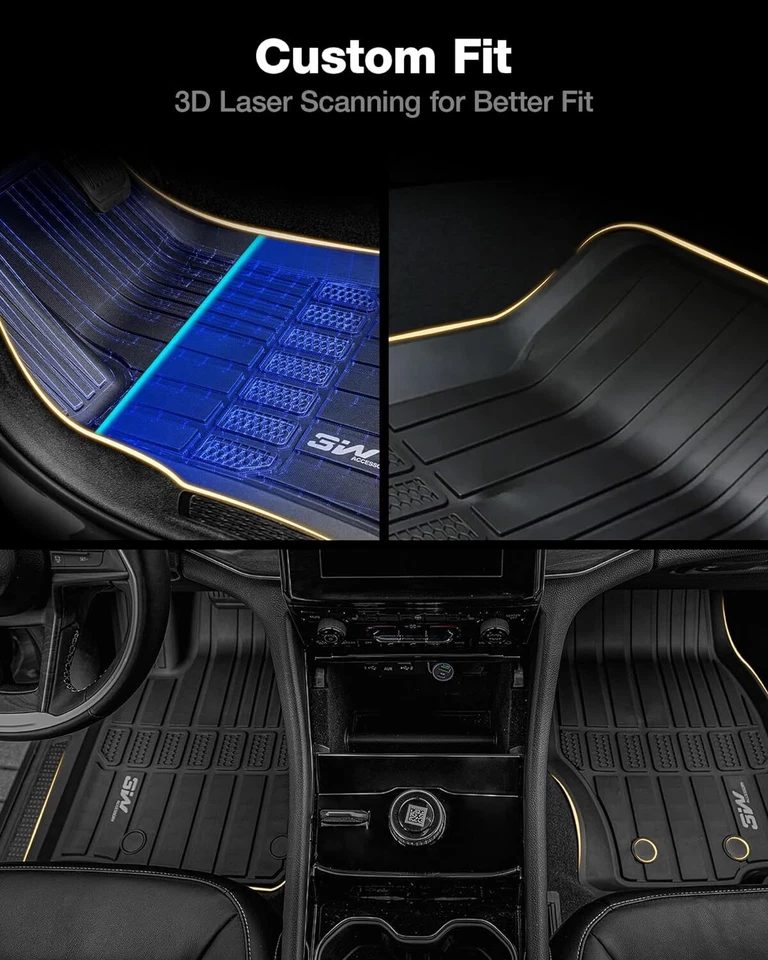 3W Floor Mats & Trunk Liner for Jeep Grand Cherokee L 2021-2025  TPE All Weather - Image 3 of 4