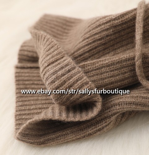 100% Pure Mongolian Cashmere Snood Neck Scarf Stripes Hat Soft Delicate Unisex - Picture 33 of 40