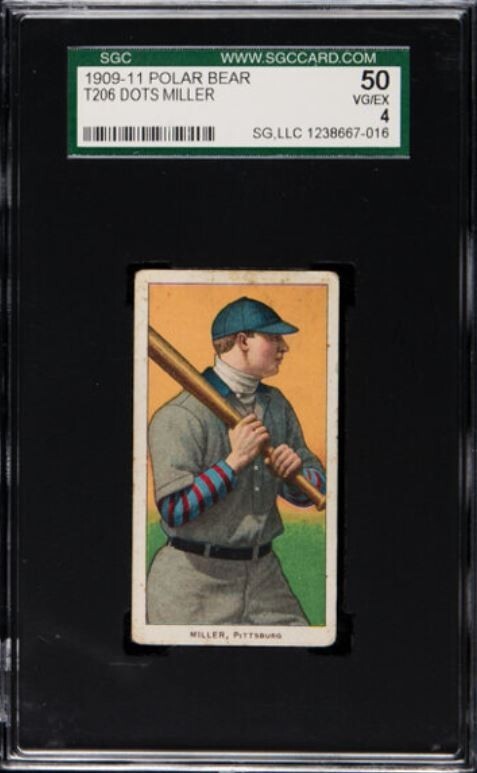 1909-11 T206 Dots Miller Rare Polar Bear Back - Pittsburgh - SGC 4