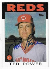 TED POWER 1986 TOPPS AUTOGRAPHED SIGNED # 108 CINCINNATI REDS