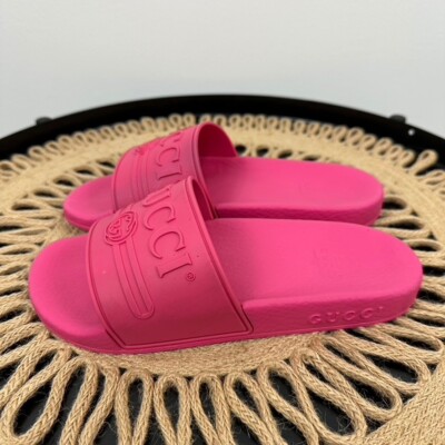 Gucci Logo Rubber Slides Pink Kid's Size 32 | eBay
