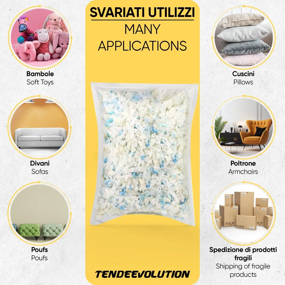 TRUCIOLI GOMMAPIUMA POLIUTERANO IMBOTTITURA CUSCINO DIVANO POLTRONA - Immagine 3 di 4