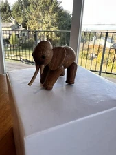 ZOO LINE ARTICULATED WOOD ELEPHANT 2X1.5 INCHES WITH ORIGINAL STICKER