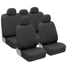 Bdk 9-piece Black Leather Car Seat Cover Full Set Front Seat Cover And Rear ...