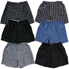 3 6 12 Boxer Men Knocker Boxer Trunk Plaid Checker Shorts Underwear Cotton S-3XL