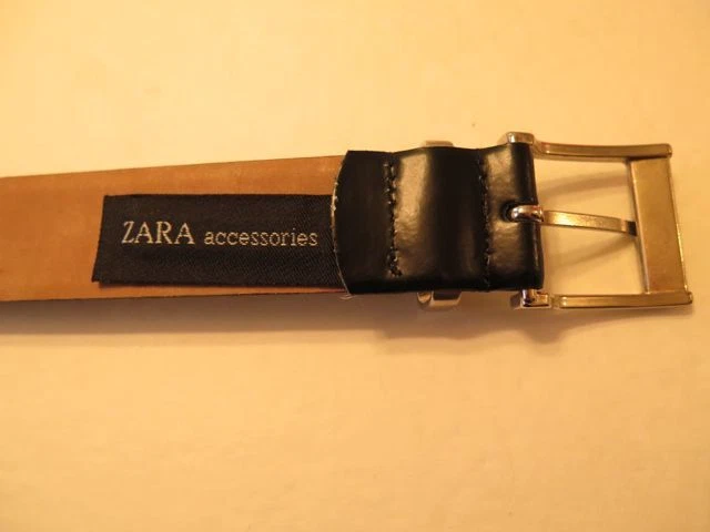 ZARA CINTURÓN HOMBRE CUERO NEGRO CON HEBILLA CROMADA ZARA REGALO GRANDE Foto 3 de 4