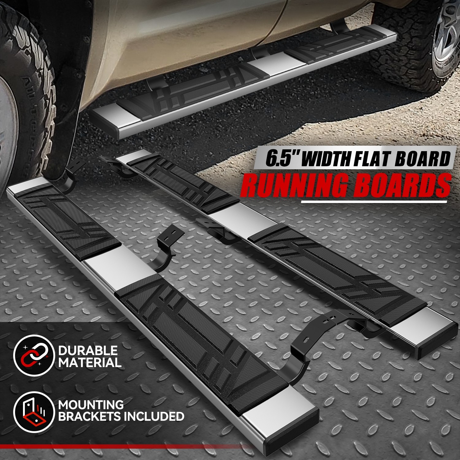 07-21 Toyota Tundra Double Cab 6.5in Running Boards Side Steps Nerf Bars