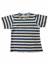 Imogene + Willie Short Sleeve Tee Blue & White Stripe Cotton Made In USA Size XS