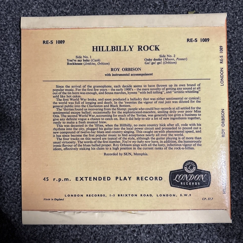 ROY ORBISON  HILLBILLY ROCK EP   (Handmade Cover) - Image 2 of 4