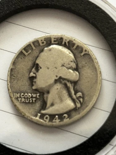 1942-D U.S. Washington Quarter Dollar 90% 25C Silver Circulated Good Coin!