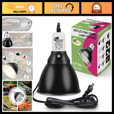 Reptile Heat Lamp Fixture 5.5" Deep Dome with Switch - Fits E26 UVA/UVB Bulbs, 1
