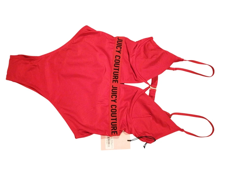Nuevo traje de baño de una pieza para mujer Juicy Couture piruleta rojo con aros fuente talla M Foto 2 de 4