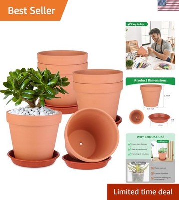 6 Pack 6 Inch Terracotta & Clay Pots with Saucer for Plants, Large Terra  Cott... | eBay