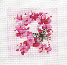 Colors of Praise Breast Cancer Floral Butterfly Handpainted Needlepoint Canvas