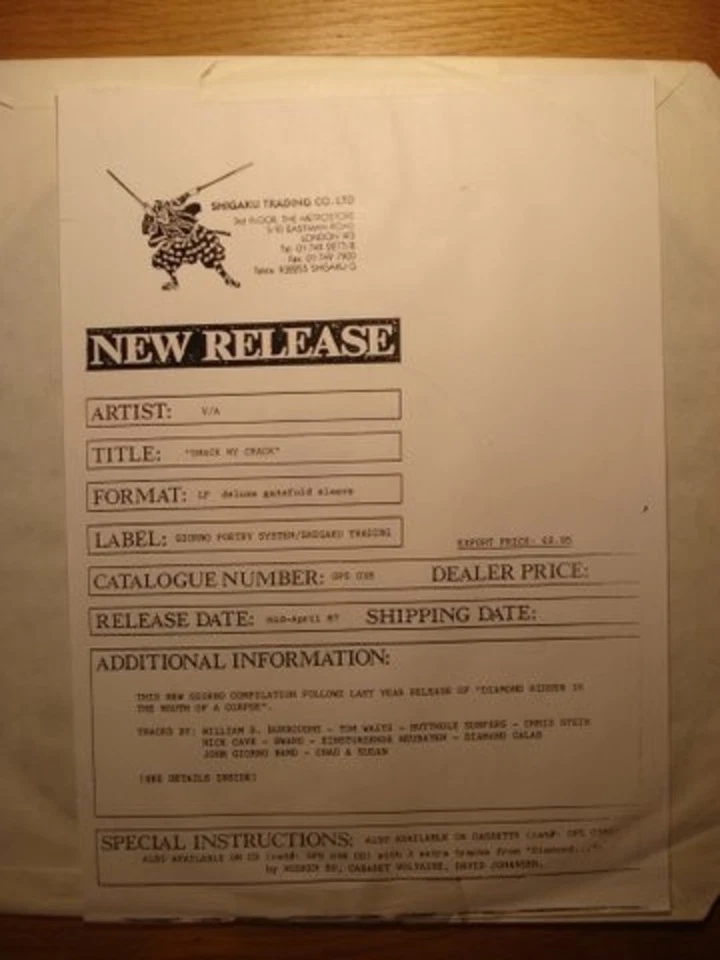 Tom Waits, Nick Cave, Diamanda Galas, WS Burroughs, Einstürzende ... RARE LP Foto 3 de 3