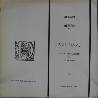 Françoise Thinat - Paul Dukas, La Grande Sonate In E-Flat Minor, (LP), NM or M-