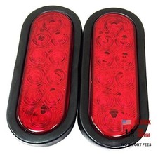Set of 2 6" Oval 10 LED Trailer Stop/Turn/Tail Light with Grommet and Red