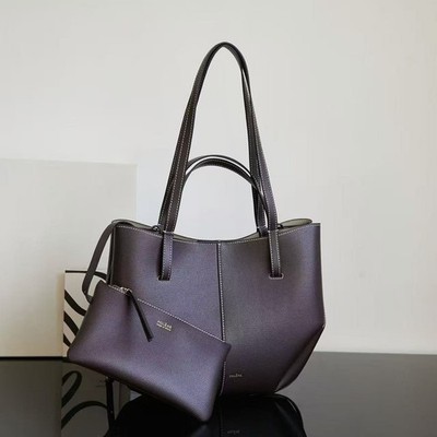 Polene Cyme women's leather bag in a beautiful dark chocolate color, size mini