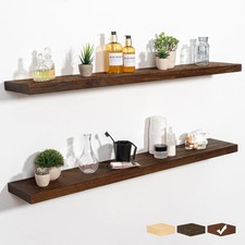 Richfocus Rustic Wooden Floating Shelves For Wall - 48 Inch Wood Shelves Set Of