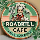 Tin Metal Signs Roadkill Cafe Vintage Metal Aluminum Wall Art Sign, 8x8 Inches