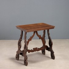 Tavolino Antico Noce Gambe Traforate Italia Inizio XX Secolo Originale