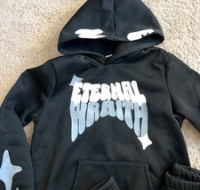 Shein Boys Hoodie Sweatpants Size 12 Pants Eternal Wrath Black Graphic Top New